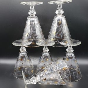 Libby Royal Fern Stemmed Glasses.  Set of 6.